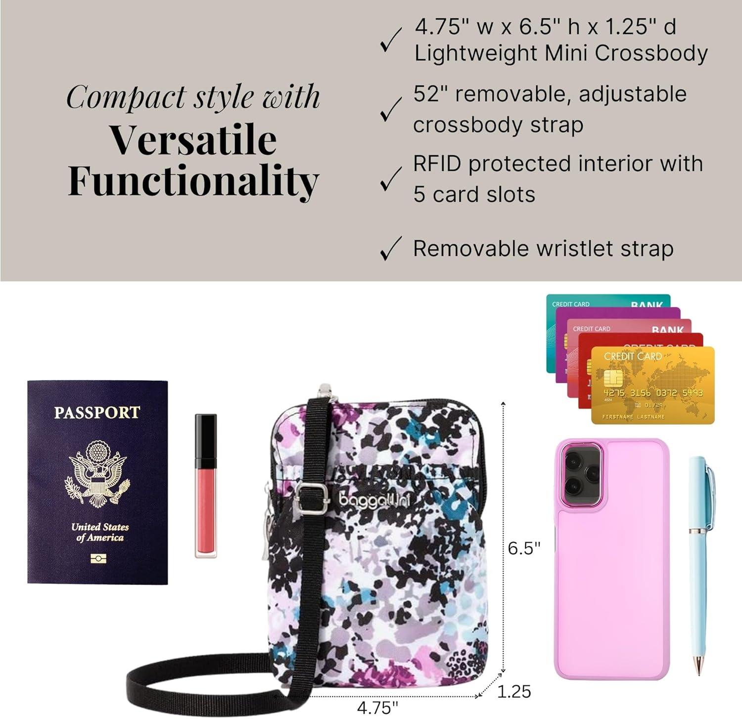 imageBaggallini Bryant Pouch Small Crossbody Bag for Women  Phone Purse with Crossbody Strap  Lightweight Crossbody PouchAbstract Cheetah
