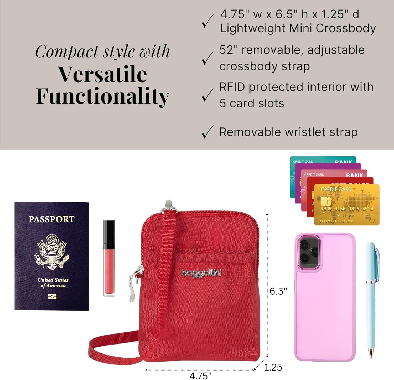 imageBaggallini Bryant Pouch Small Crossbody Bag for Women  Phone Purse with Crossbody Strap  Lightweight Crossbody PouchApple