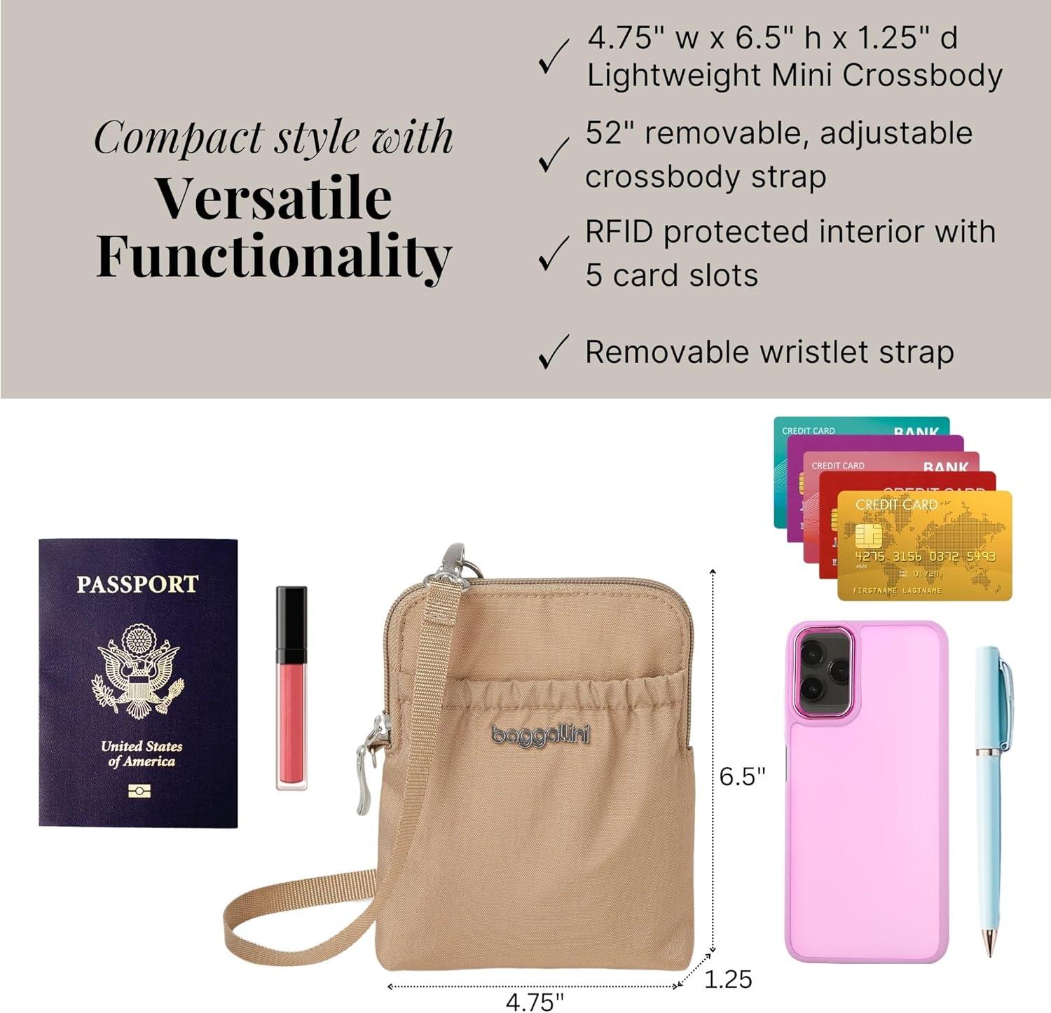 imageBaggallini Bryant Pouch Small Crossbody Bag for Women  Phone Purse with Crossbody Strap  Lightweight Crossbody PouchBeach