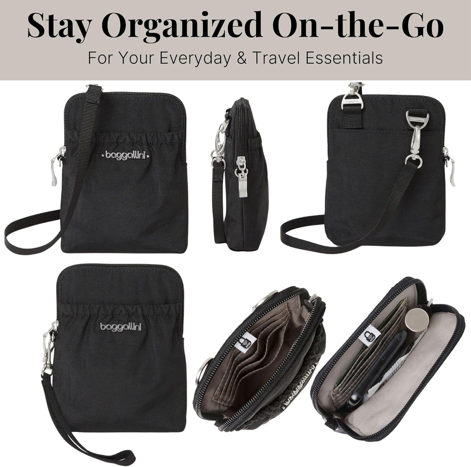 imageBaggallini Bryant Pouch Small Crossbody Bag for Women  Phone Purse with Crossbody Strap  Lightweight Crossbody PouchBlack With Sand Lining