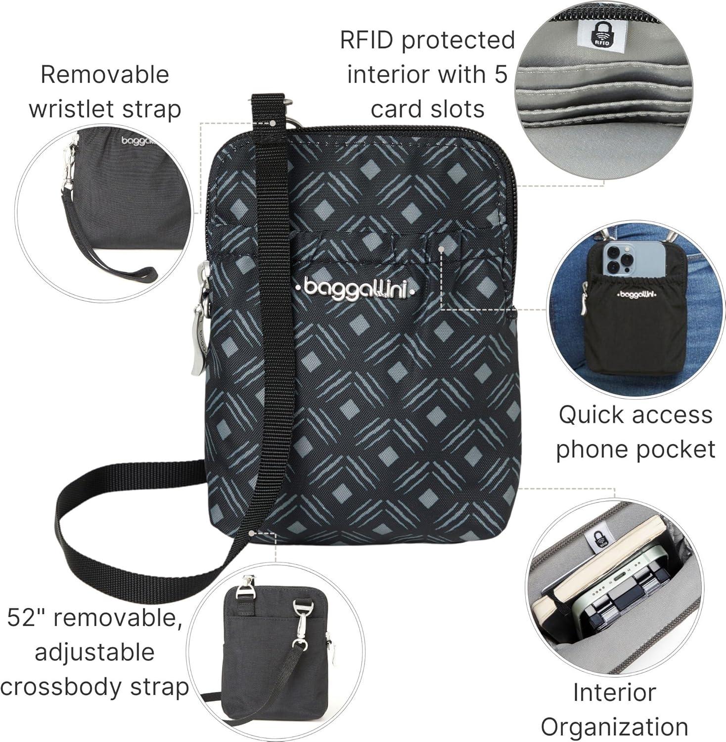 imageBaggallini Bryant Pouch Small Crossbody Bag for Women  Phone Purse with Crossbody Strap  Lightweight Crossbody PouchCharcoal Link