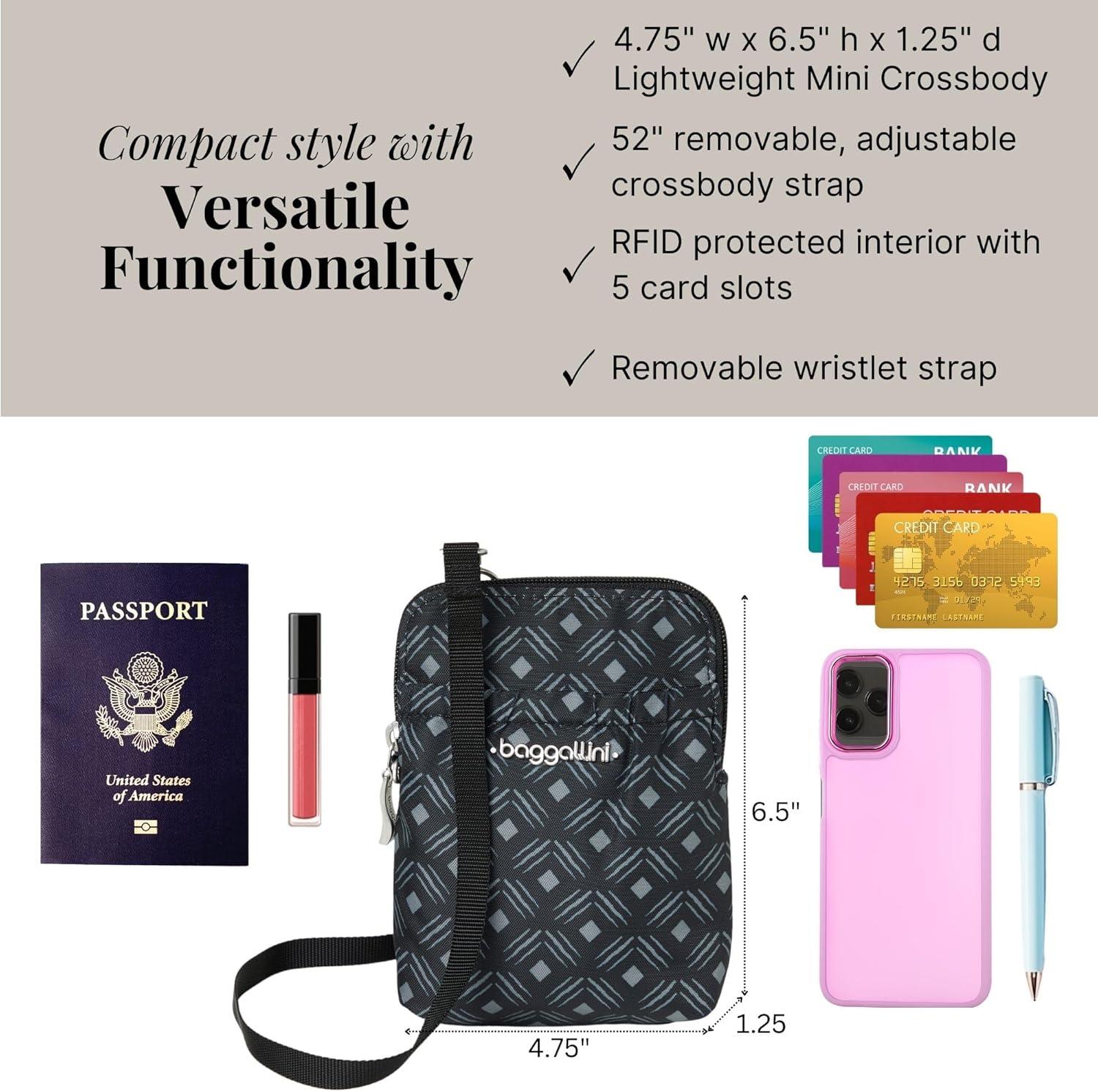 imageBaggallini Bryant Pouch Small Crossbody Bag for Women  Phone Purse with Crossbody Strap  Lightweight Crossbody PouchCharcoal Link
