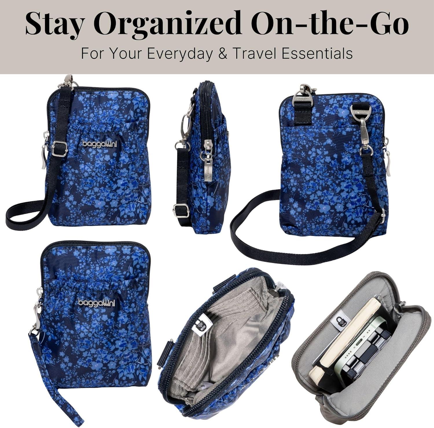 imageBaggallini Bryant Pouch Small Crossbody Bag for Women  Phone Purse with Crossbody Strap  Lightweight Crossbody PouchInk Hydrangea