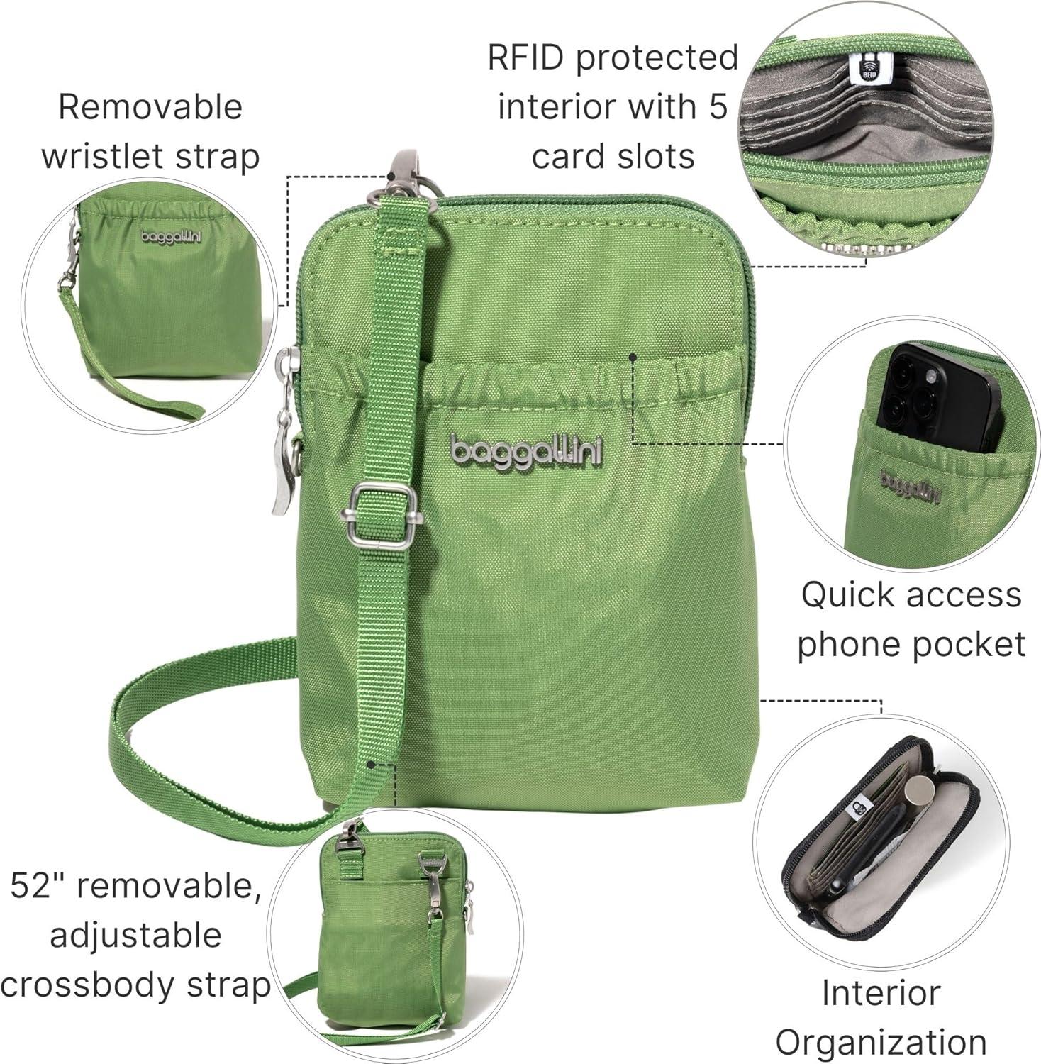 imageBaggallini Bryant Pouch Small Crossbody Bag for Women  Phone Purse with Crossbody Strap  Lightweight Crossbody PouchMoss