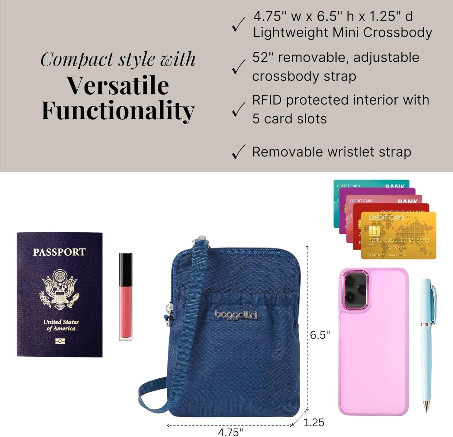imageBaggallini Bryant Pouch Small Crossbody Bag for Women  Phone Purse with Crossbody Strap  Lightweight Crossbody PouchPacific