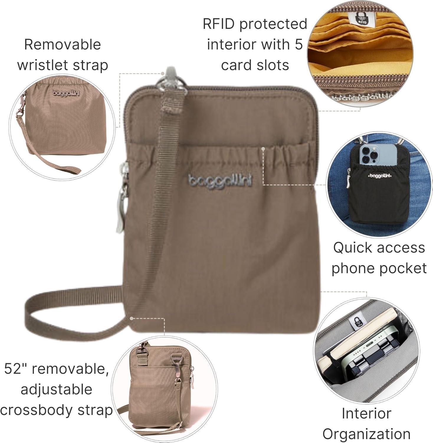 imageBaggallini Bryant Pouch Small Crossbody Bag for Women  Phone Purse with Crossbody Strap  Lightweight Crossbody PouchPortobello