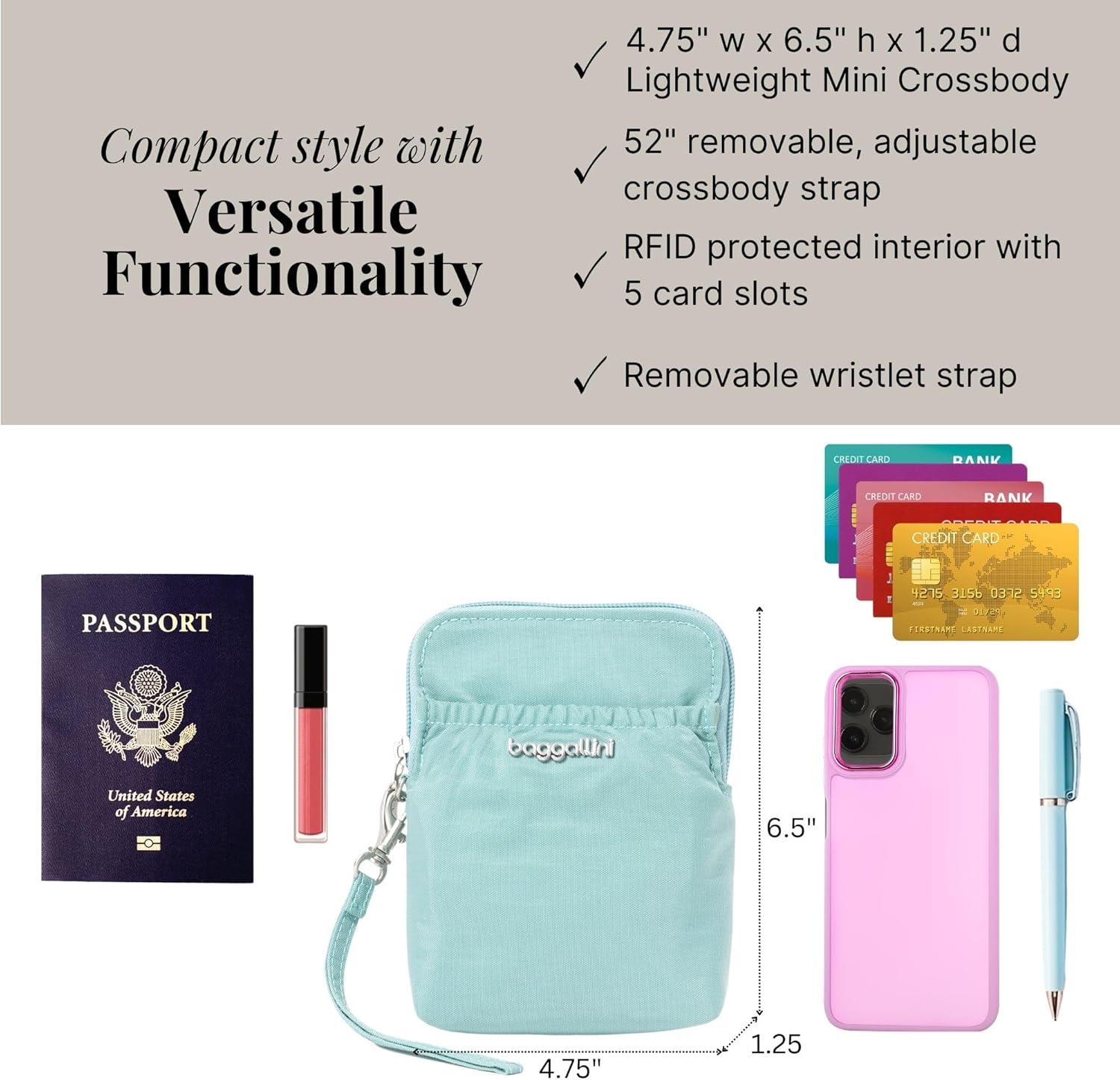 imageBaggallini Bryant Pouch Small Crossbody Bag for Women  Phone Purse with Crossbody Strap  Lightweight Crossbody PouchSeaglass