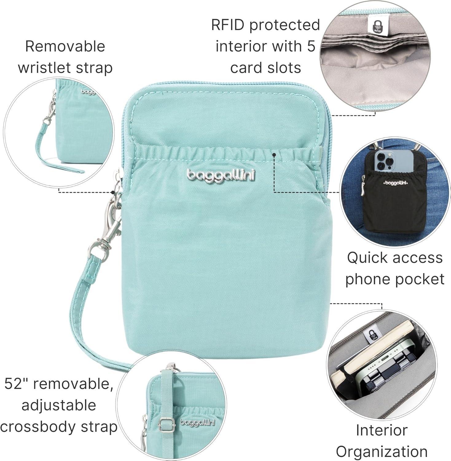 imageBaggallini Bryant Pouch Small Crossbody Bag for Women  Phone Purse with Crossbody Strap  Lightweight Crossbody PouchSeaglass