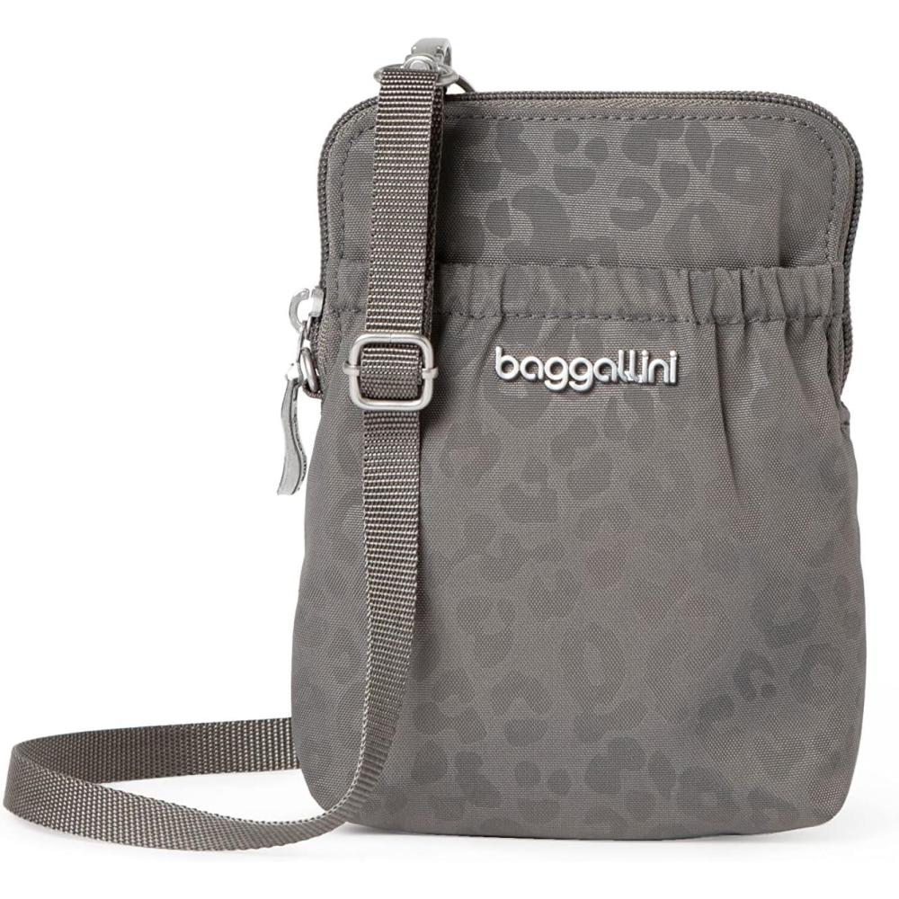 imageBaggallini Bryant Pouch Small Crossbody Bag for Women  Phone Purse with Crossbody Strap  Lightweight Crossbody PouchPewterCheetah Emboss