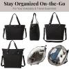 imageLarge Carryall Tote Bag for Women  Lightweight Nylon Zipper Top Weekender Travel Beach Bag Personal Item wLuggage SleeveBlack