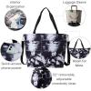imageLarge Carryall Tote Bag for Women  Lightweight Nylon Zipper Top Weekender Travel Beach Bag Personal Item wLuggage SleeveBlack Ink Tie Dye