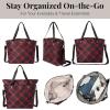 imageLarge Carryall Tote Bag for Women  Lightweight Nylon Zipper Top Weekender Travel Beach Bag Personal Item wLuggage SleeveCrimson Tartan