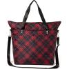 imageLarge Carryall Tote Bag for Women  Lightweight Nylon Zipper Top Weekender Travel Beach Bag Personal Item wLuggage SleeveCrimson Tartan