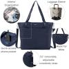 imageLarge Carryall Tote Bag for Women  Lightweight Nylon Zipper Top Weekender Travel Beach Bag Personal Item wLuggage SleeveFrench Navy