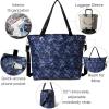 imageLarge Carryall Tote Bag for Women  Lightweight Nylon Zipper Top Weekender Travel Beach Bag Personal Item wLuggage SleeveIndigo Petal