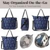 imageLarge Carryall Tote Bag for Women  Lightweight Nylon Zipper Top Weekender Travel Beach Bag Personal Item wLuggage SleeveIndigo Petal