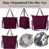 imageLarge Carryall Tote Bag for Women  Lightweight Nylon Zipper Top Weekender Travel Beach Bag Personal Item wLuggage SleeveMulberry