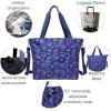 imageLarge Carryall Tote Bag for Women  Lightweight Nylon Zipper Top Weekender Travel Beach Bag Personal Item wLuggage SleeveNavy Garden