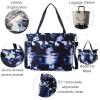 imageLarge Carryall Tote Bag for Women  Lightweight Nylon Zipper Top Weekender Travel Beach Bag Personal Item wLuggage SleeveNavy Ink Tie Dye