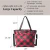 imageLarge Carryall Tote Bag for Women  Lightweight Nylon Zipper Top Weekender Travel Beach Bag Personal Item wLuggage SleeveRed Buffalo Plaid