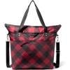 imageLarge Carryall Tote Bag for Women  Lightweight Nylon Zipper Top Weekender Travel Beach Bag Personal Item wLuggage SleeveRed Buffalo Plaid