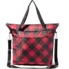 imageLarge Carryall Tote Bag for Women  Lightweight Nylon Zipper Top Weekender Travel Beach Bag Personal Item wLuggage SleeveRed Buffalo Plaid