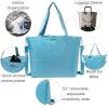 imageLarge Carryall Tote Bag for Women  Lightweight Nylon Zipper Top Weekender Travel Beach Bag Personal Item wLuggage SleeveSeaside Blue