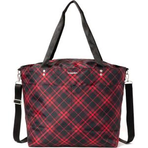 imageLarge Carryall Tote Bag for Women  Lightweight Nylon Zipper Top Weekender Travel Beach Bag Personal Item wLuggage SleeveCrimson Tartan