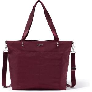 imageLarge Carryall Tote Bag for Women  Lightweight Nylon Zipper Top Weekender Travel Beach Bag Personal Item wLuggage SleeveDark Cherry