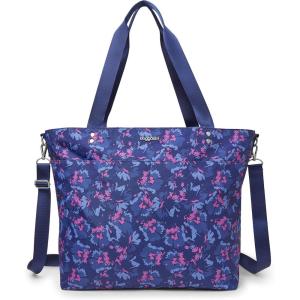 imageLarge Carryall Tote Bag for Women  Lightweight Nylon Zipper Top Weekender Travel Beach Bag Personal Item wLuggage SleeveNavy Garden
