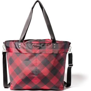 imageLarge Carryall Tote Bag for Women  Lightweight Nylon Zipper Top Weekender Travel Beach Bag Personal Item wLuggage SleeveRed Buffalo Plaid