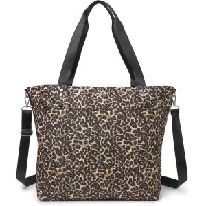 imageLarge Carryall Tote Bag for Women  Lightweight Nylon Zipper Top Weekender Travel Beach Bag Personal Item wLuggage SleeveWild Cheetah