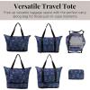 imageBaggallini Carryall Expandable Lightweight Travel Tote 22quot Packable Folding Compact Nylon Washable Weekender wLuggage SleeveIndigo Petal