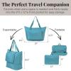 imageBaggallini Carryall Expandable Lightweight Travel Tote 22quot Packable Folding Compact Nylon Washable Weekender wLuggage SleeveSeaside Blue