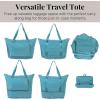 imageBaggallini Carryall Expandable Lightweight Travel Tote 22quot Packable Folding Compact Nylon Washable Weekender wLuggage SleeveSeaside Blue