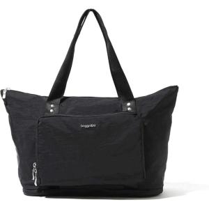 imageBaggallini Carryall Expandable Lightweight Travel Tote 22quot Packable Folding Compact Nylon Washable Weekender wLuggage SleeveBlack