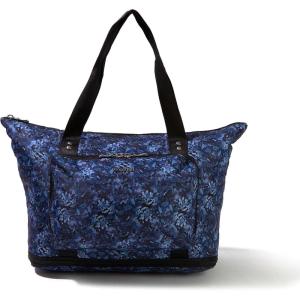 imageBaggallini Carryall Expandable Lightweight Travel Tote 22quot Packable Folding Compact Nylon Washable Weekender wLuggage SleeveIndigo Petal