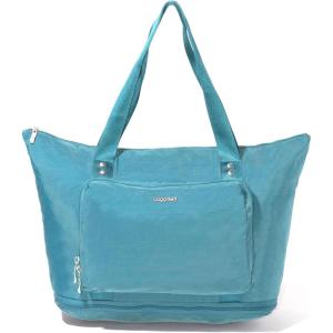imageBaggallini Carryall Expandable Lightweight Travel Tote 22quot Packable Folding Compact Nylon Washable Weekender wLuggage SleeveSeaside Blue