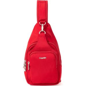 imageBaggallini Central Park Sling  12x7 Sling Crossbody Bag with Convertible Adjustable Shoulder StrapCrimson Red Twill