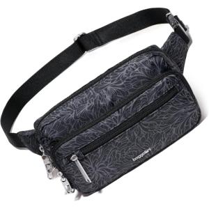 imageBaggallini Securtex AntiTheft Belt Fanny Pack for Women RFID Wallet Locking ZipperTravel Bag Crossbody PurseMidnight Blossom
