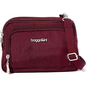 imageBaggallini Triple Zip with RFID Front Wallet  8x6 Crossbody Bag for Women Convertible Fanny Pack Belt Bag WaterResistantDark Cherry