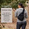 imageBaggallini Medium Sling Backpack  Lightweight Sling Bag with Convertible Adjustable Shoulder StrapBlack Neoprene