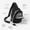 imageBaggallini Securtex AntiTheft Triple Zip Sling  Travel Backpack Sling Bag Crossbody  RFID Wallet Locking ZipperCharcoal