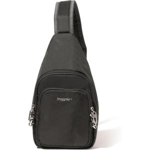 imageBaggallini AntiTheft Daytripper Sling 7x12 Crossbody Travel Safe Bag WSecurtex Locking Zippers SlashResistant ampamp RFIDCharcoal