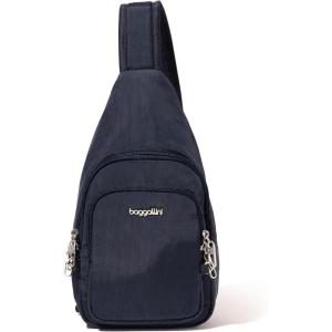 imageBaggallini AntiTheft Daytripper Sling 7x12 Crossbody Travel Safe Bag WSecurtex Locking Zippers SlashResistant ampamp RFIDFrench Navy