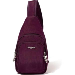 imageBaggallini AntiTheft Daytripper Sling 7x12 Crossbody Travel Safe Bag WSecurtex Locking Zippers SlashResistant ampamp RFIDMulberry