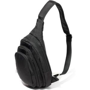 imageBaggallini Securtex AntiTheft Triple Zip Sling  Travel Backpack Sling Bag Crossbody  RFID Wallet Locking ZipperBlack