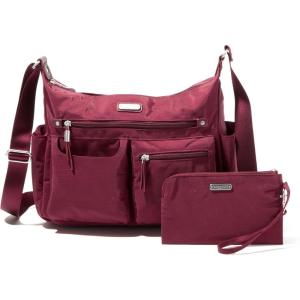 imageBaggallini Anywhere Hobo Crossbody Women 13x95 WaterResistant Travel Purse Handbag Shoulder Bag WRFID WristletDark Cherry