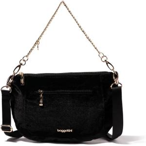 imageBaggallini Modern Everywhere Half Moon CrossbodyBlack Velvet With Gold Hardware