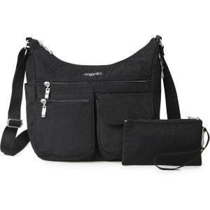 imageBaggallini Everywhere Bagg Crossbody Women 11x9 Lightweight Nylon Hobo WaterResistant Travel Bag WRFID ProtectionBlack